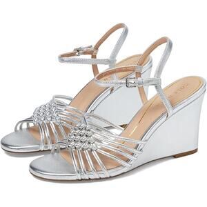 NWT Cole Haan Women's Jitney Knot Wedge Pump, Silver Leather-Size 10